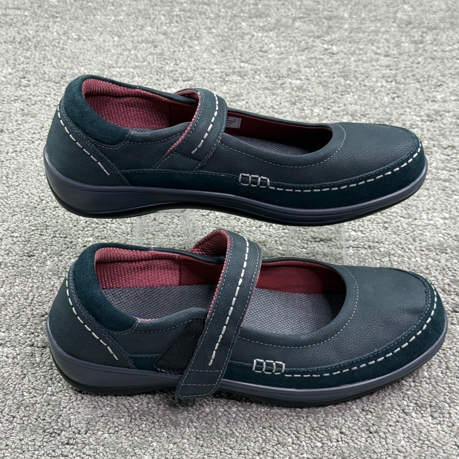 Orthofeet Celina Mary Jane Women 10.5 D Wide Navy Blue Leather Orthopedic 863