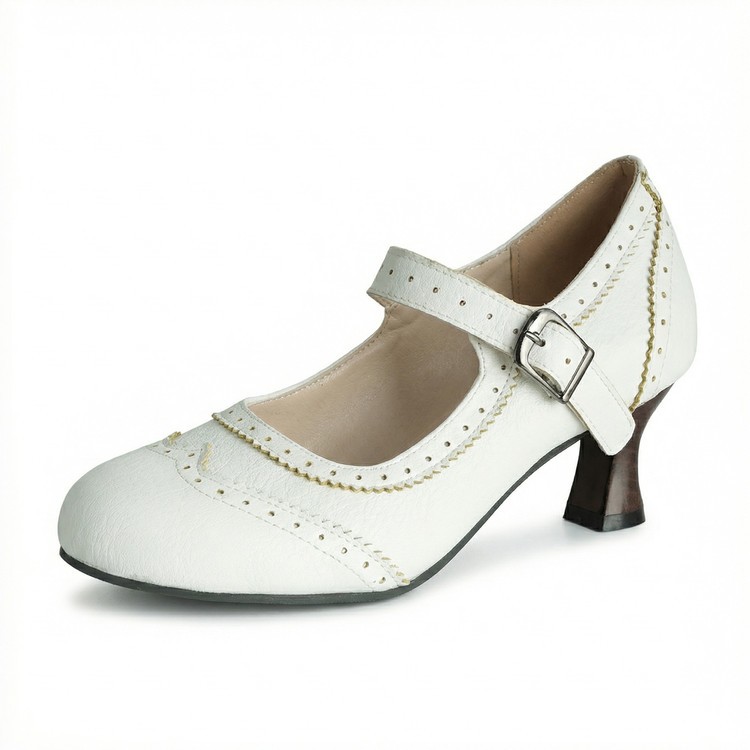 Women’s Carved Brogue Ankle Strap Round Toe Shoes Casual Formal Office College