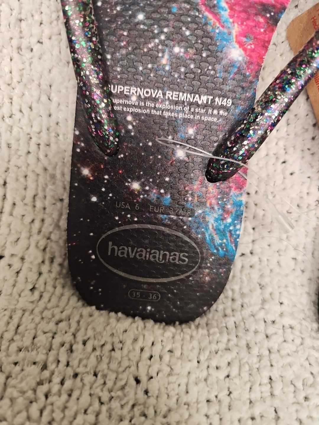 Havaianas Nasa Print UNISEX Flip Flops-Size 6 US, 37-38EUR SUPERNOVA NEW w/ Tags