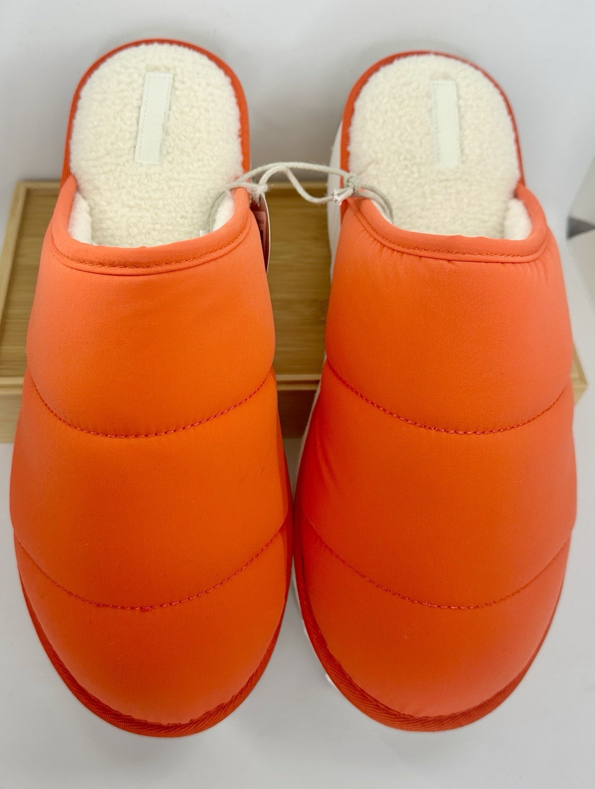 NWT Anthropologie MAEVE Coral White Puffy Quilted Platform Slippers Slides XL 12