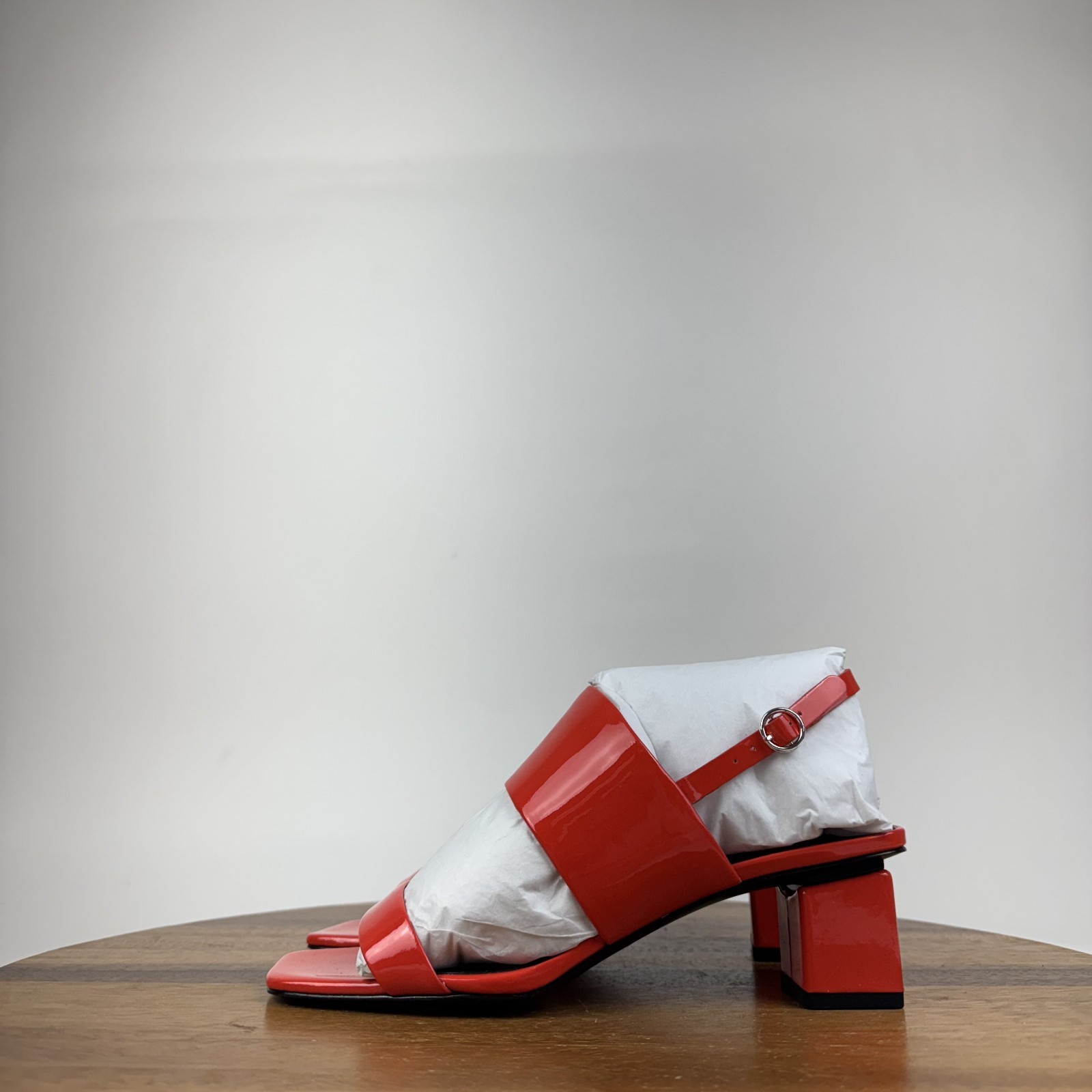 New Womens Via Spiga Forte Orange Leather Slingback Heeled Sandals Size 5.5 NIB