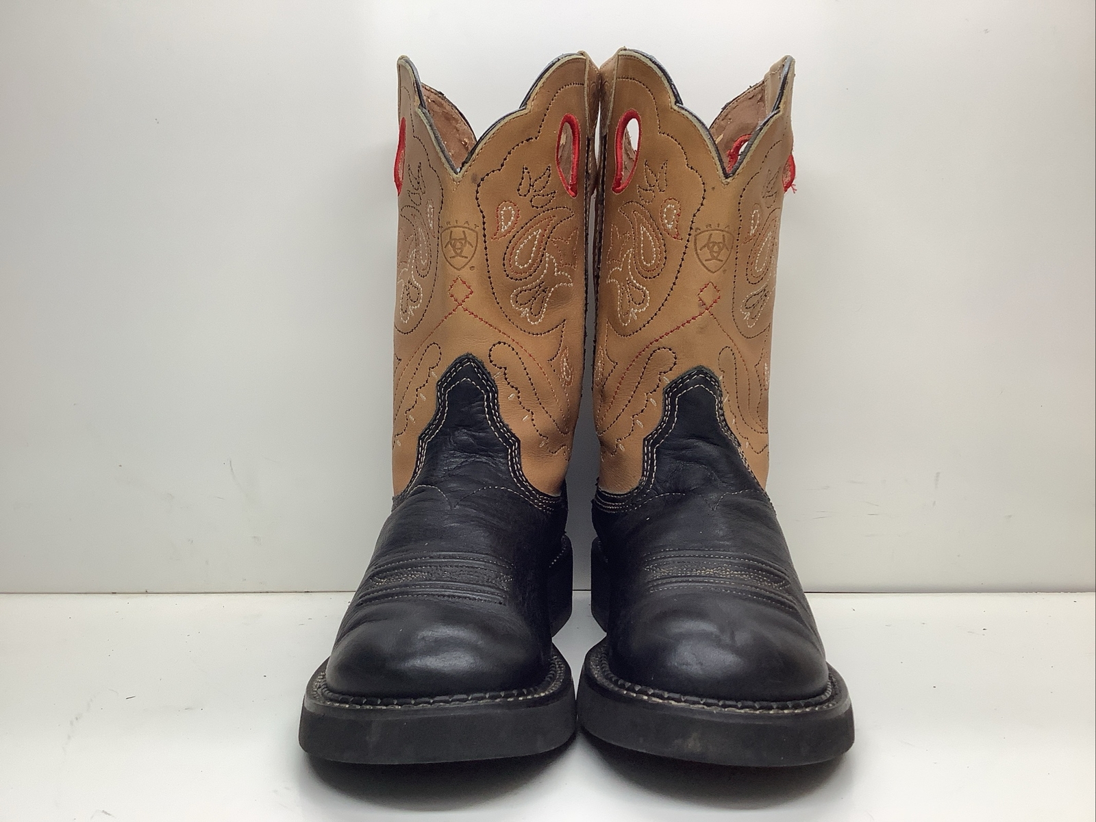WOMENS ARIAT ATS COWBOY BUCKAROO BLACK BOOTS SIZE 7.5 B