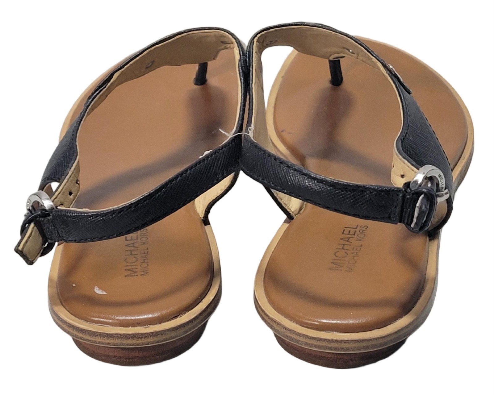 Michael Michael Kors MK Plate Thong Sandals Women’s 7.5 M Black