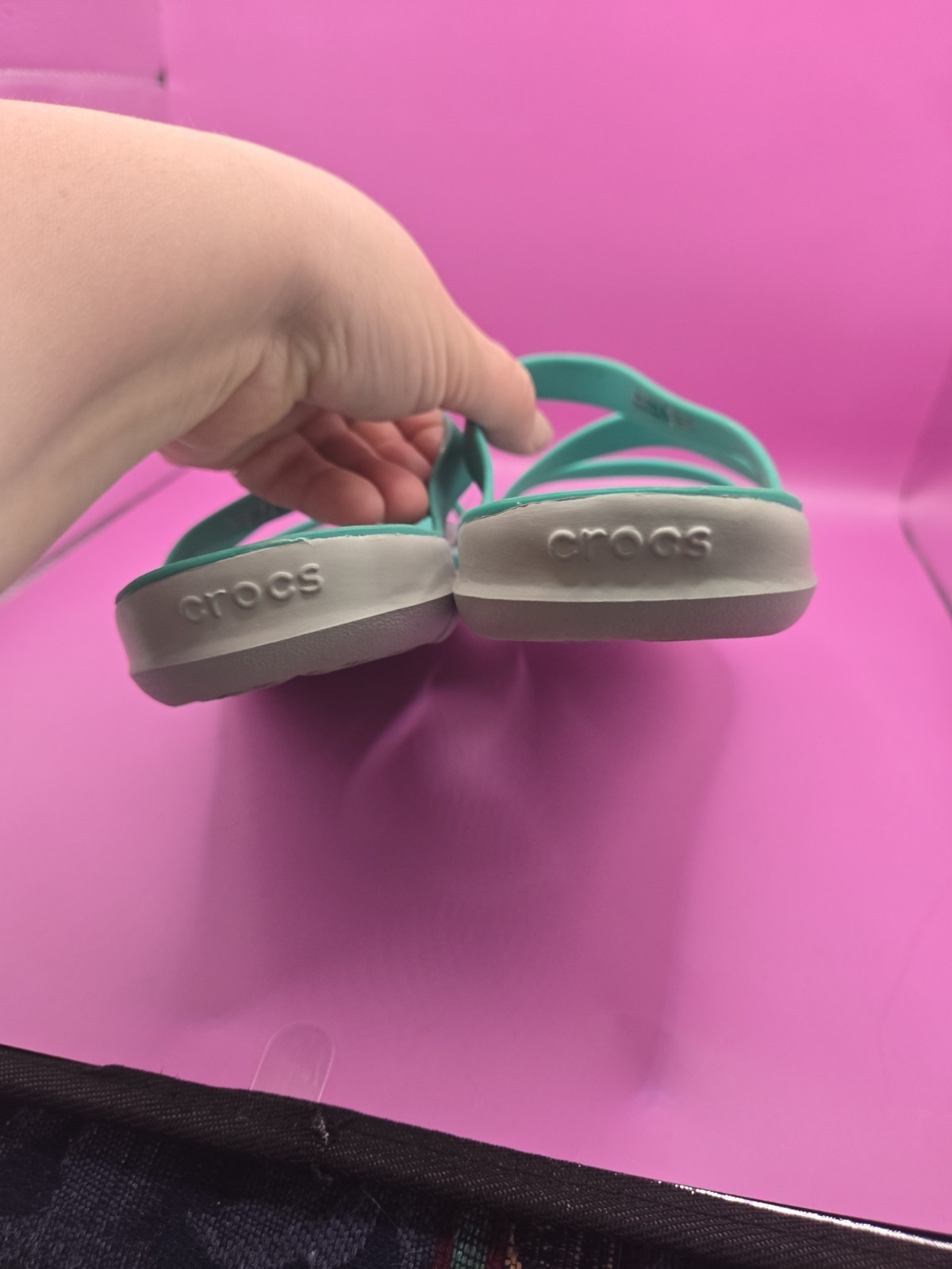 Crocs Iconic Comfort Womens Sz 7 W Teal Seafoam Green Sandals Slides Slip On