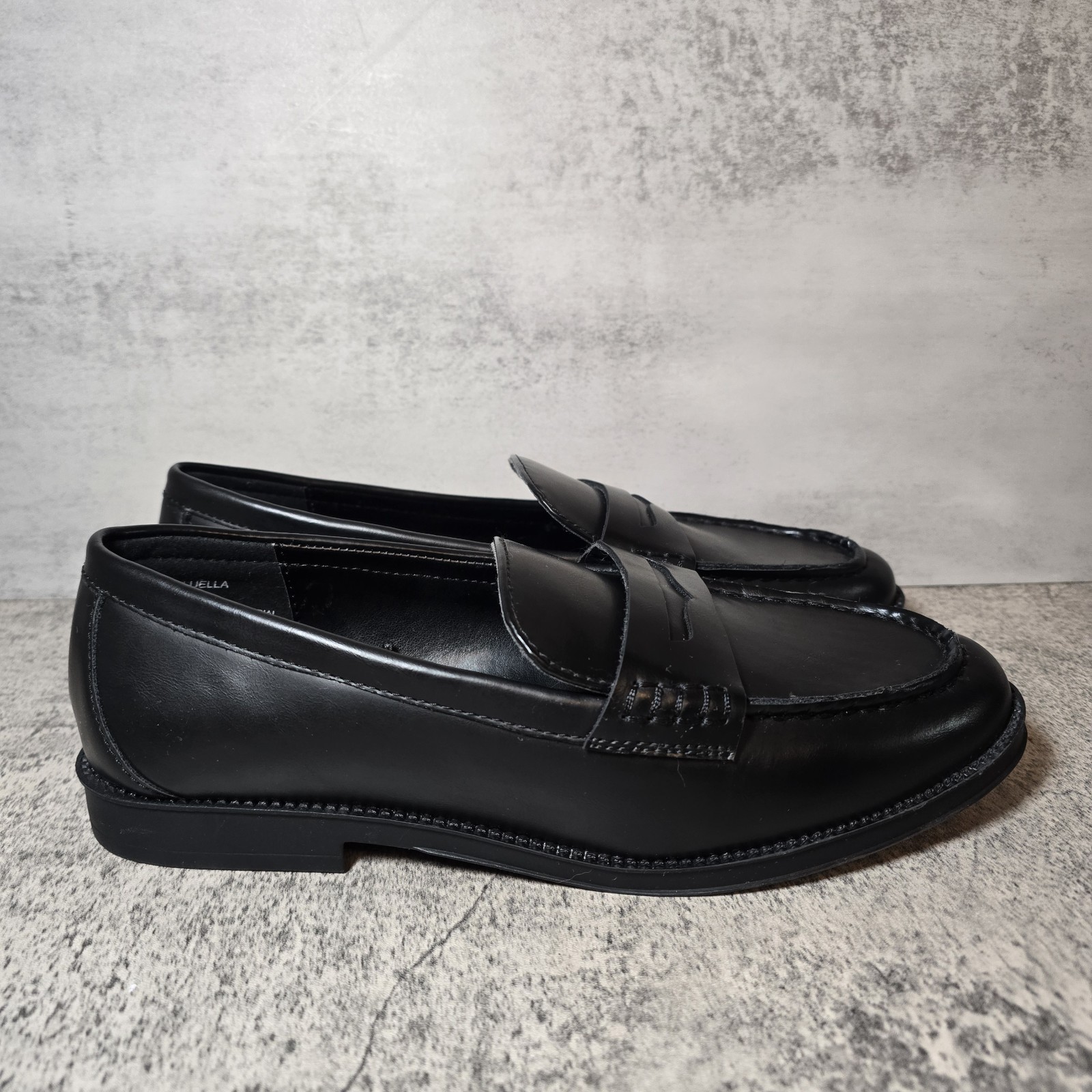 A.N.A. Luella Size 8M Black Slip-On Faux Leather Moc Toe Loafers Shoes NWT