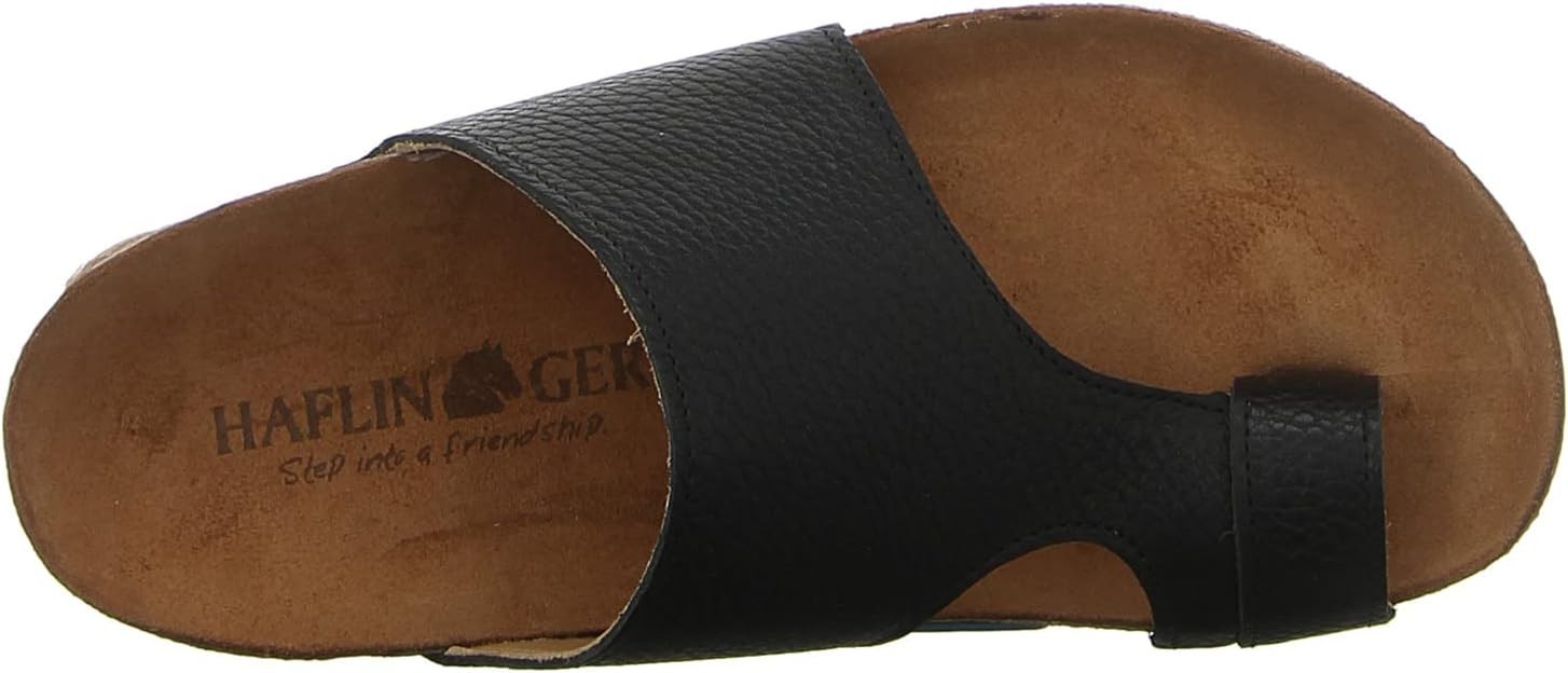 New Haflinger Bio Anka Black Leather Toe Wrap Slides Sandals Women 36