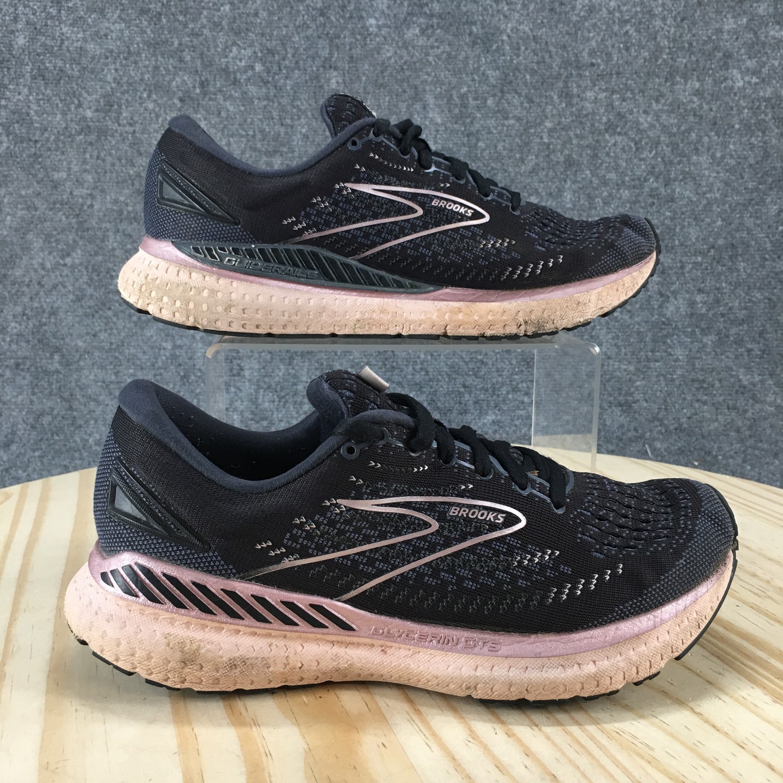 Brooks Shoes Womens 7 Glycerin GTS 19 Running Sneakers 1203441B074 Black Pink
