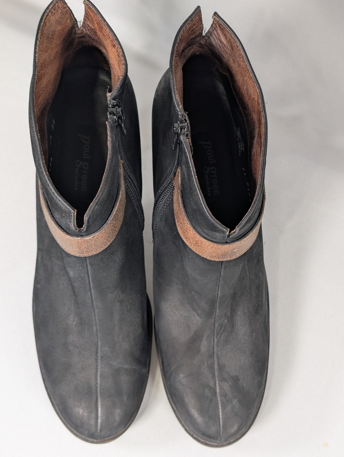 Paul Green Munchen – Womens Heeled Black Brown Leather Boots – Size US 11