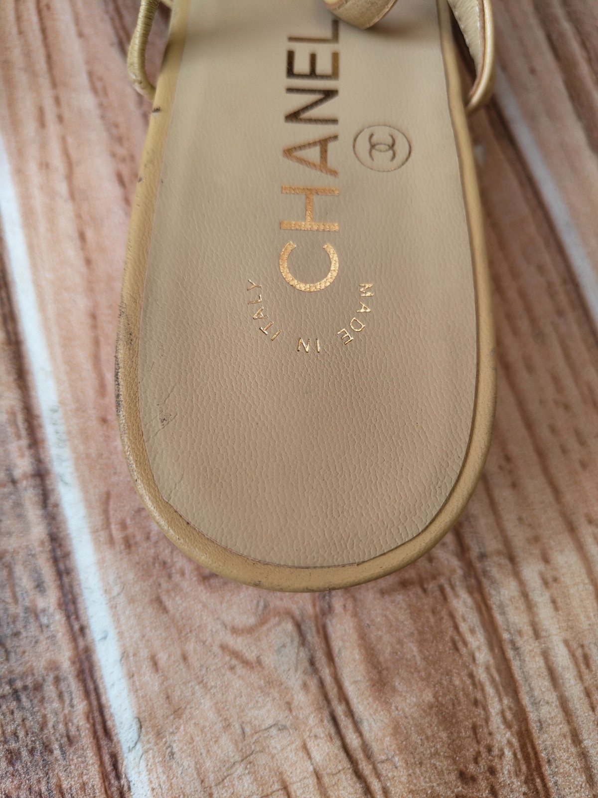 CHANEL Slingback Grosgrain CC Cap-toe Beige Black Leather Flats EU 39 US 8.5