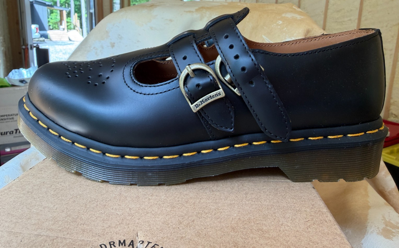 Doc Dr. Martens Size 9 Mary Jane Smooth Leather Black Double Buckle New #8065!