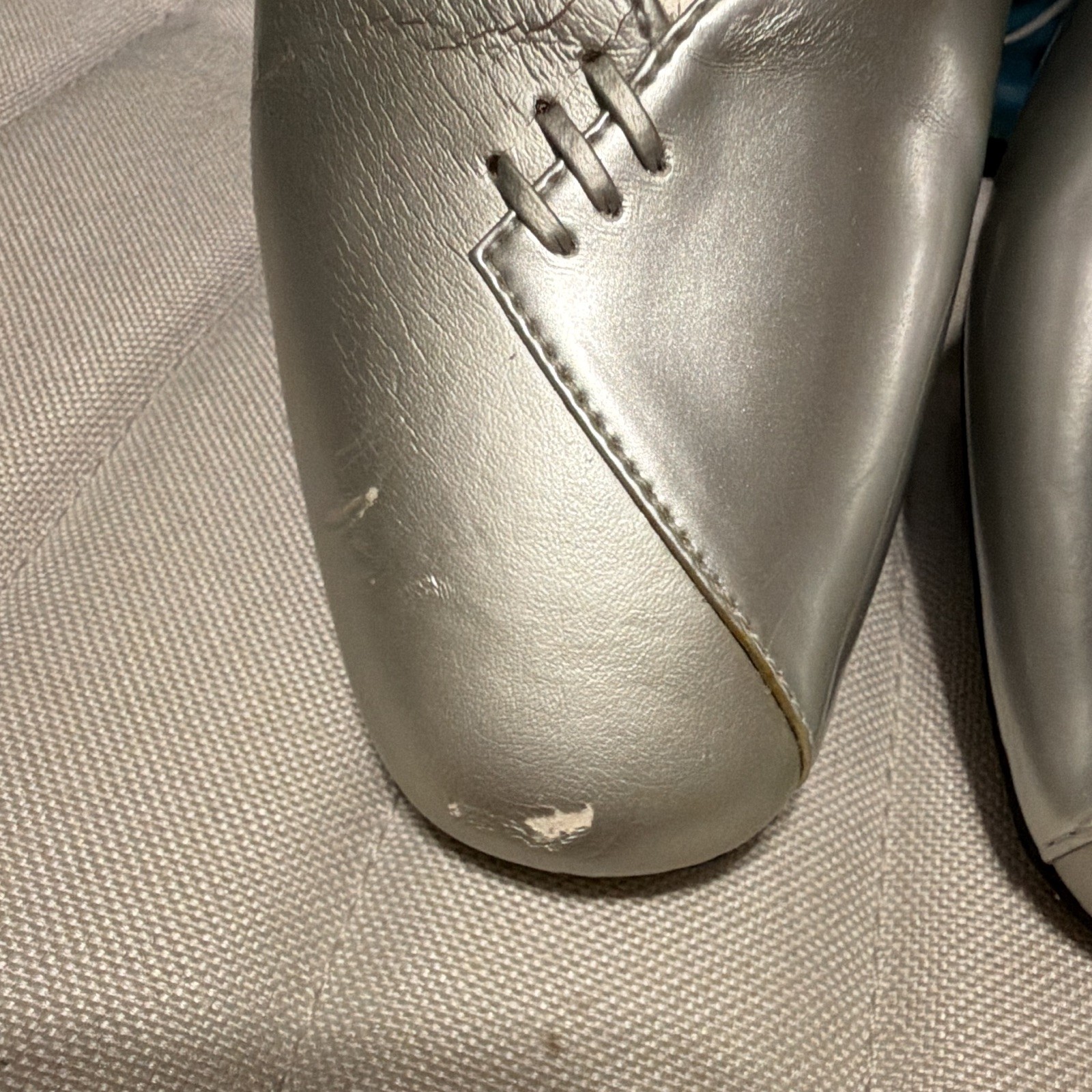 Beauty Mark Women’s Silver Square Toe Block Heel Slip-On Pumps 7.5