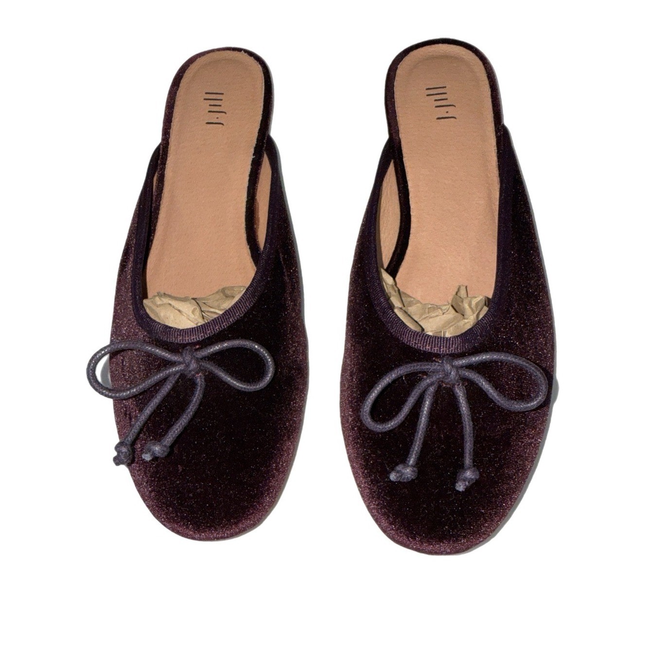 J.Jill – Velvet Bow Ballet Flats – Rich Plum Purple – Leather Sole – Size 6.5