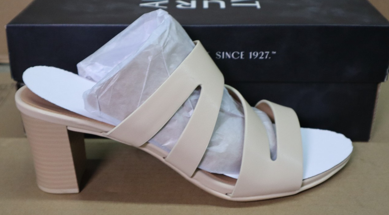 Naturalizer Beaming Mid-Heel Sandals Tan Smooth US Women’s Size 12M