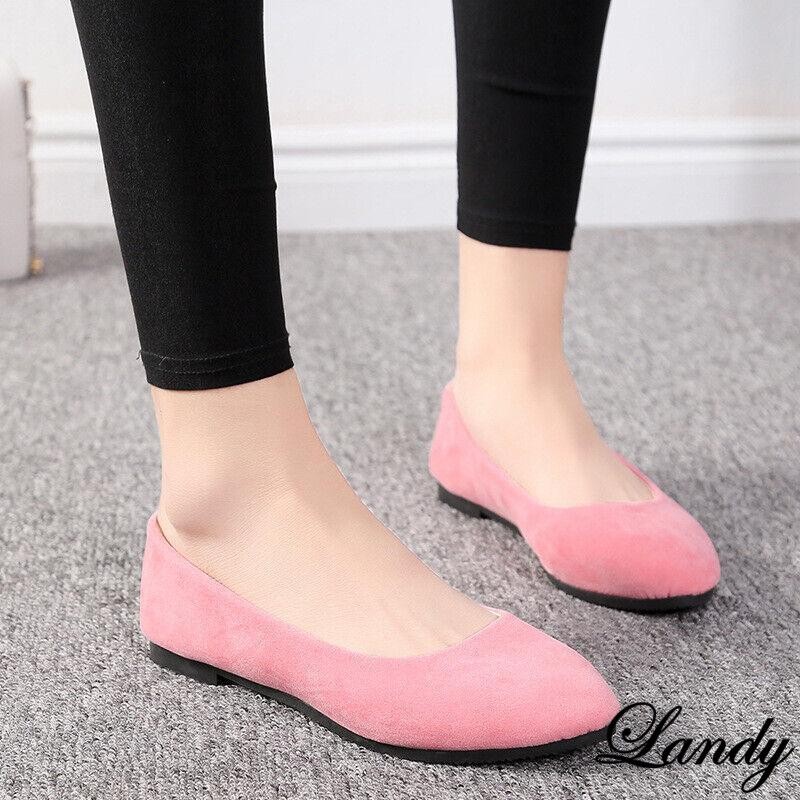 Womens Flat Suede Ballet Ballerina Bridal Slip On Casual Pumps Shoes Oversize