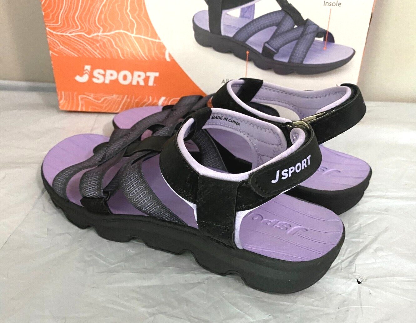 JSport Women’s KAIA Adjustable Strap Sports Sandal – SIZE 7, 8, 11 -Black/Purple