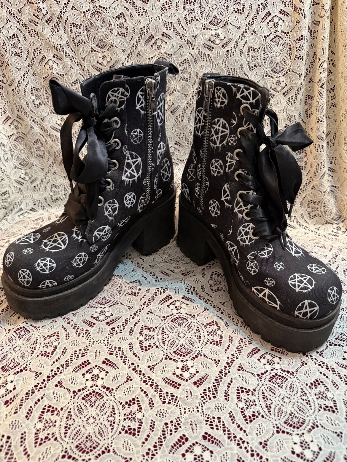 Dolls Kill The Grave Girls Black Mall Goth Darkest Point Combat Boot Women’s 9