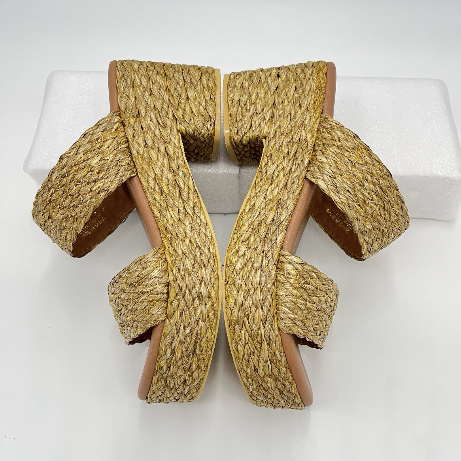 Beach By Matisse Sandals Ocean Ave Woman’s 9M Raffia Platform Sandals Block Heel