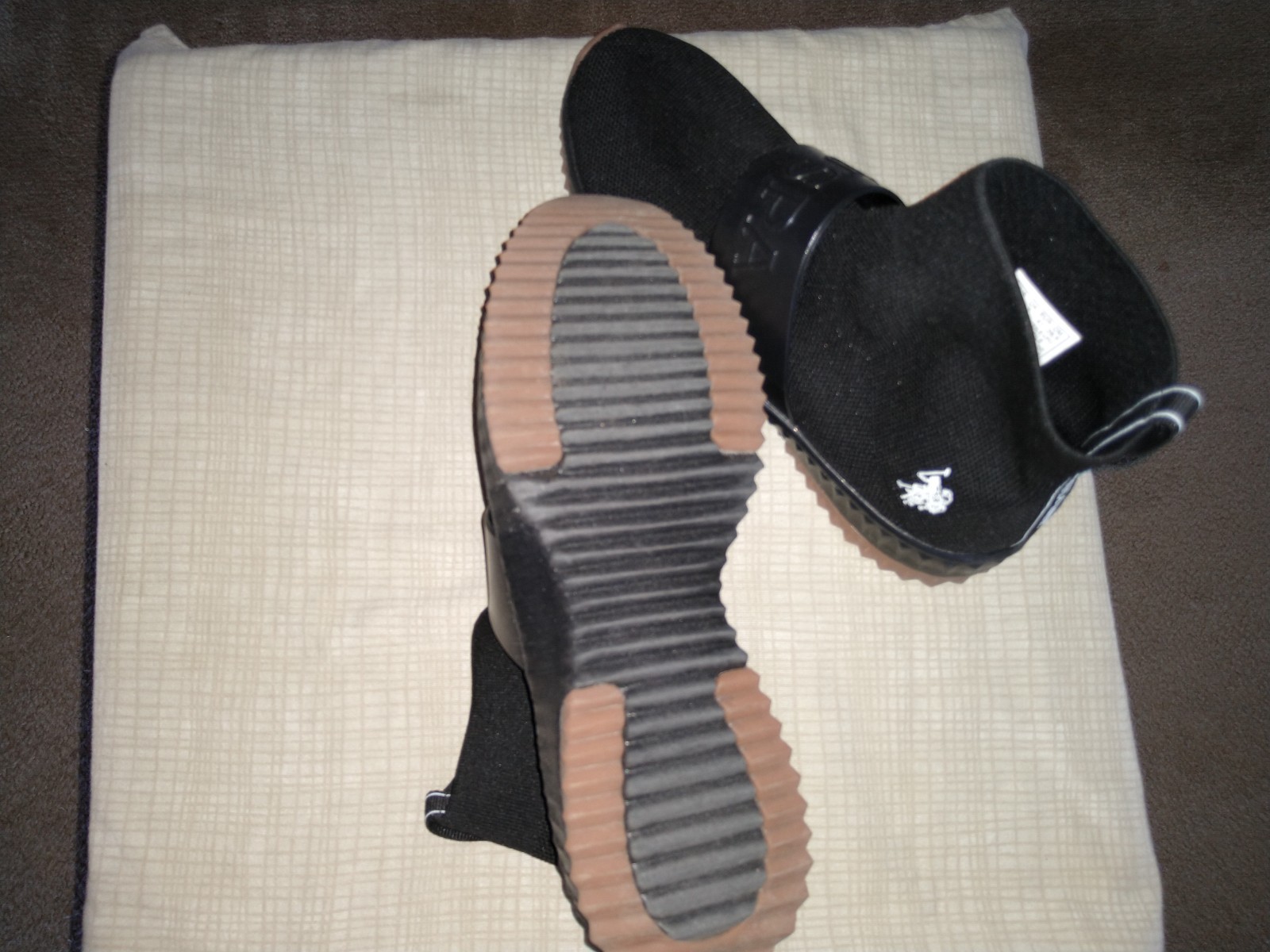 New! U.S. Polo Assn. Logo Black Knitted Sock High Top Sneakers Women Size 9.5
