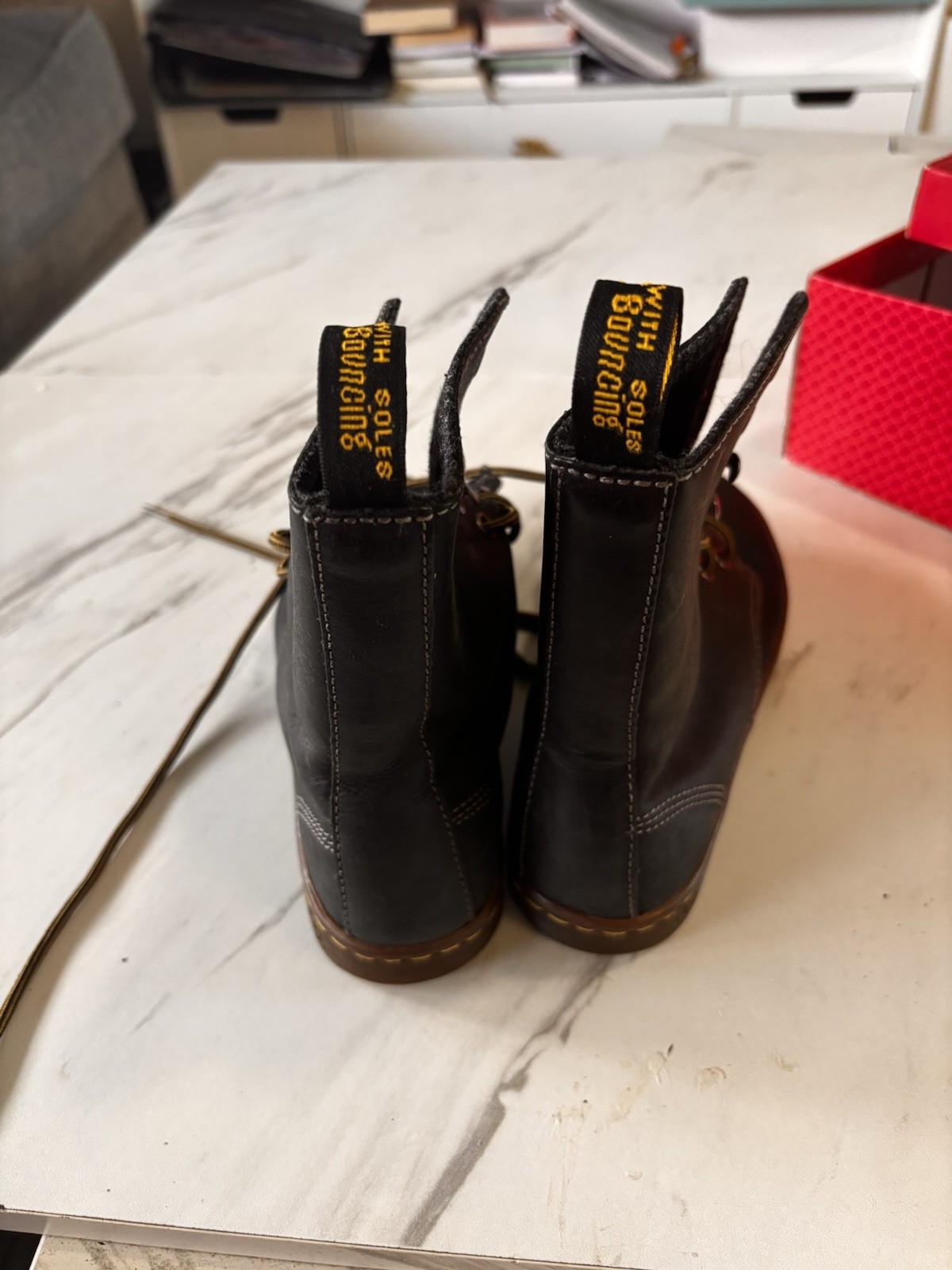 Dr. Martens Pascal 1460 Virginia Leather Boots for Women, Size US 7 – Black -…