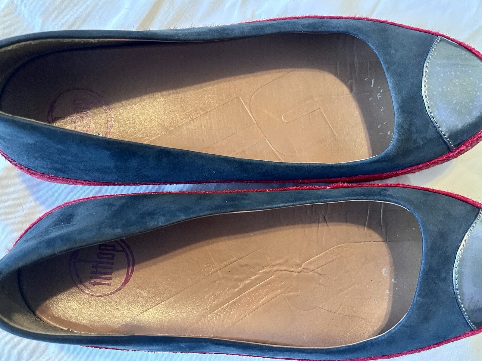 Vintage*Discontinued* Red, Black & Silver FITFLOP Due Shiny Pony Ballerina Pumps