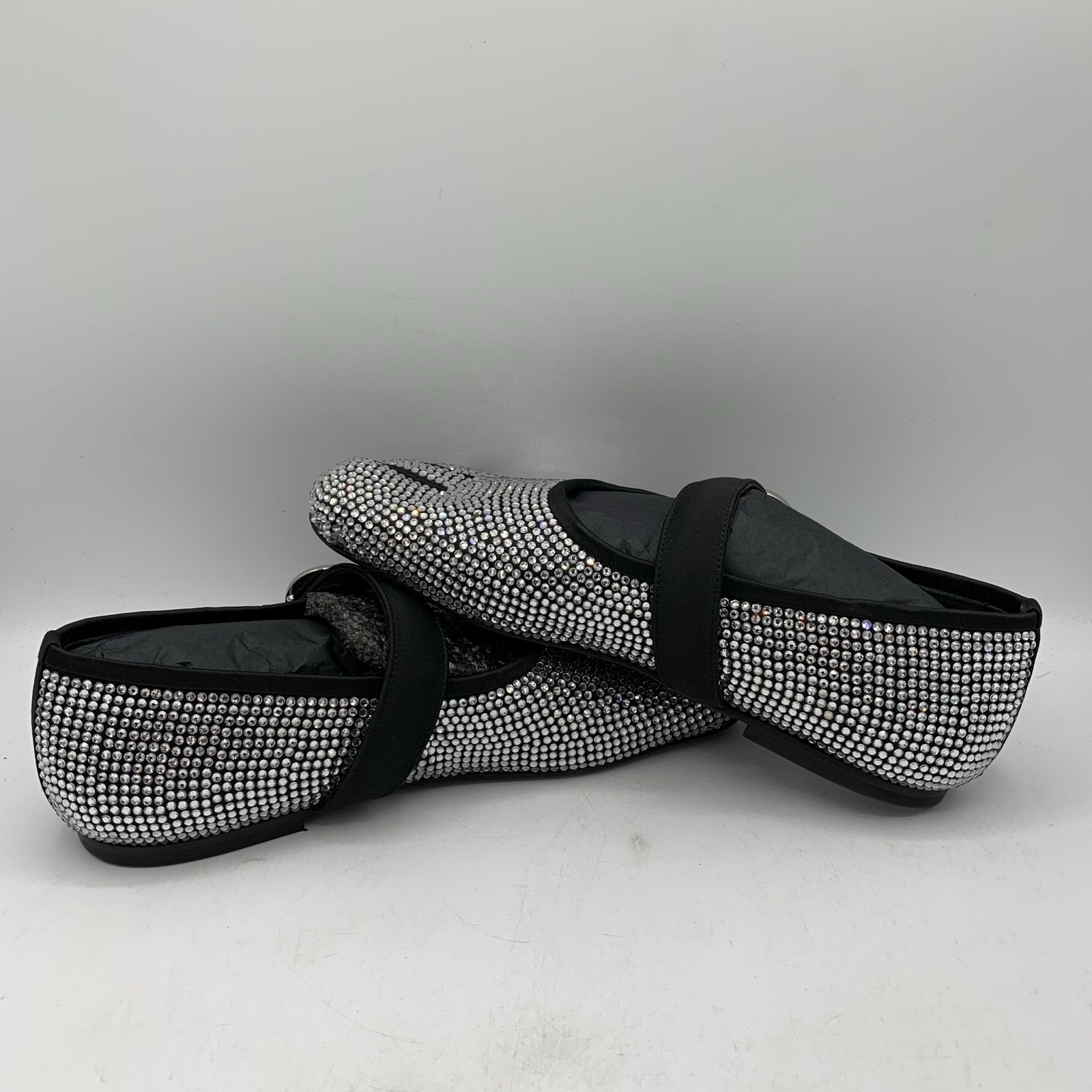 Coperni Collette Ballerina Shoes Womens Size 6 Silver Crystal Mary Jane Five Toe