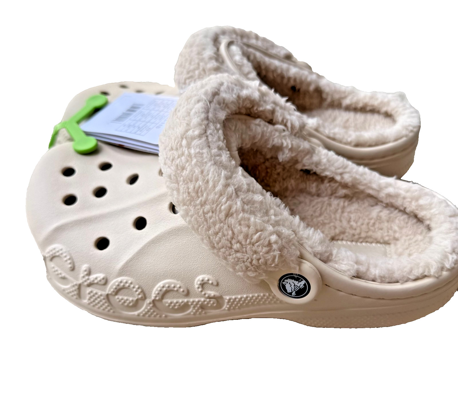 NWT Crocs Baya Lined Fuzz Strap Clog Winter White Men 7 Women 9 Slippers 206633