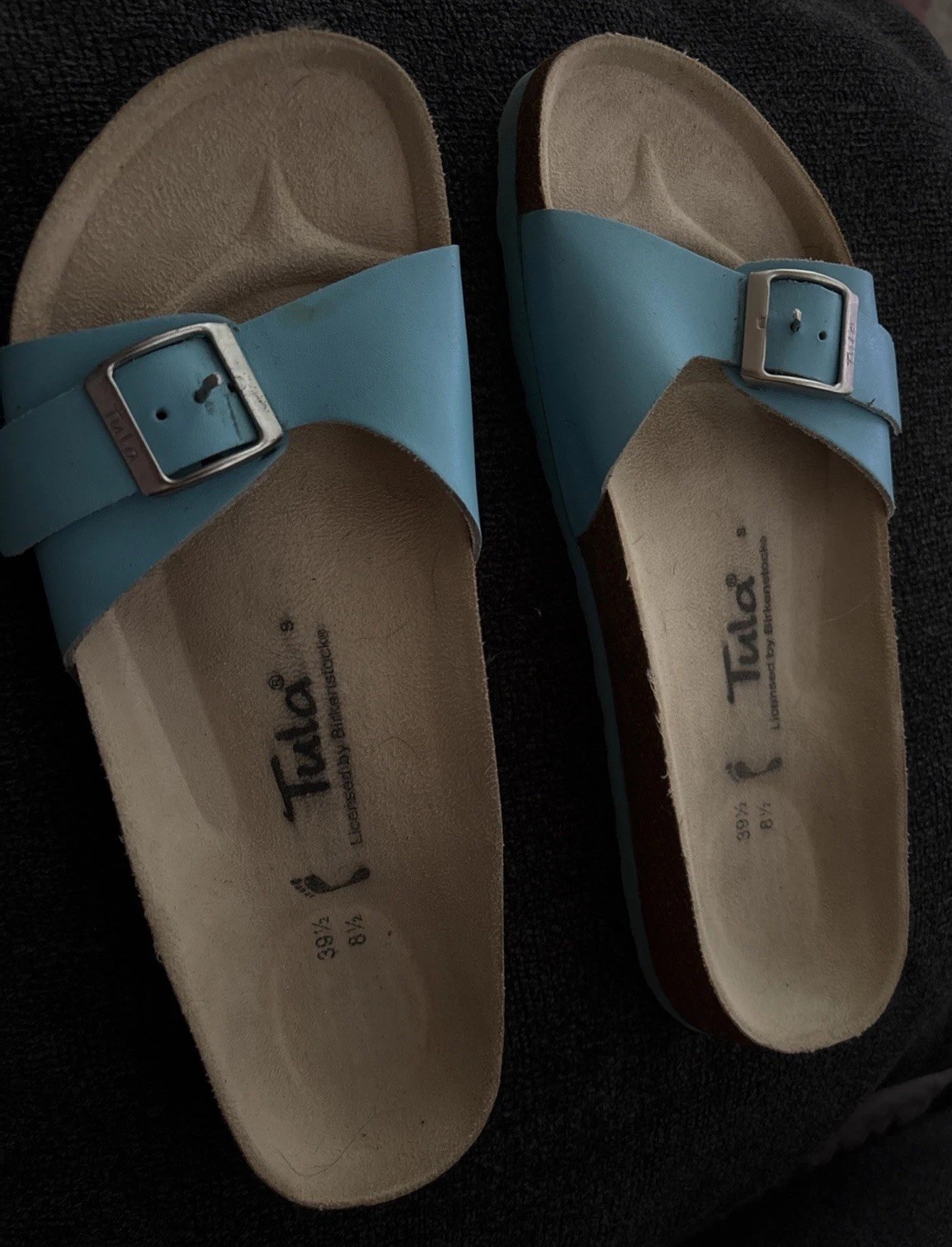 Tula Licensed by Birkenstock Blue Slide Sandals Cork Footbed Womens 39 1/2