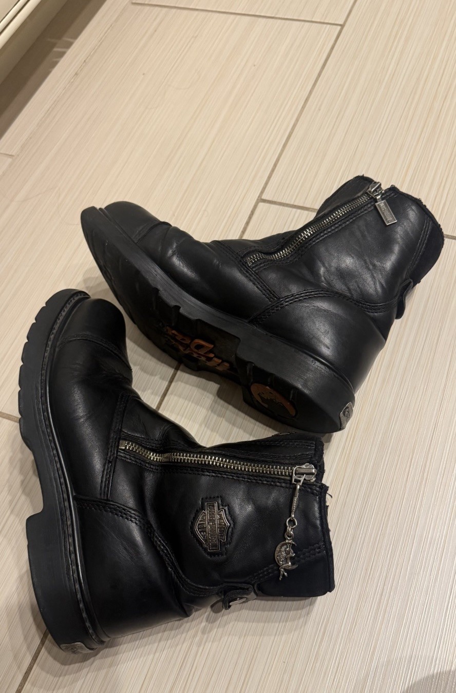 Vintage Harley Davidson Size 8.5 Womens Black Side Zip Ankle Biker Boot-See Pics