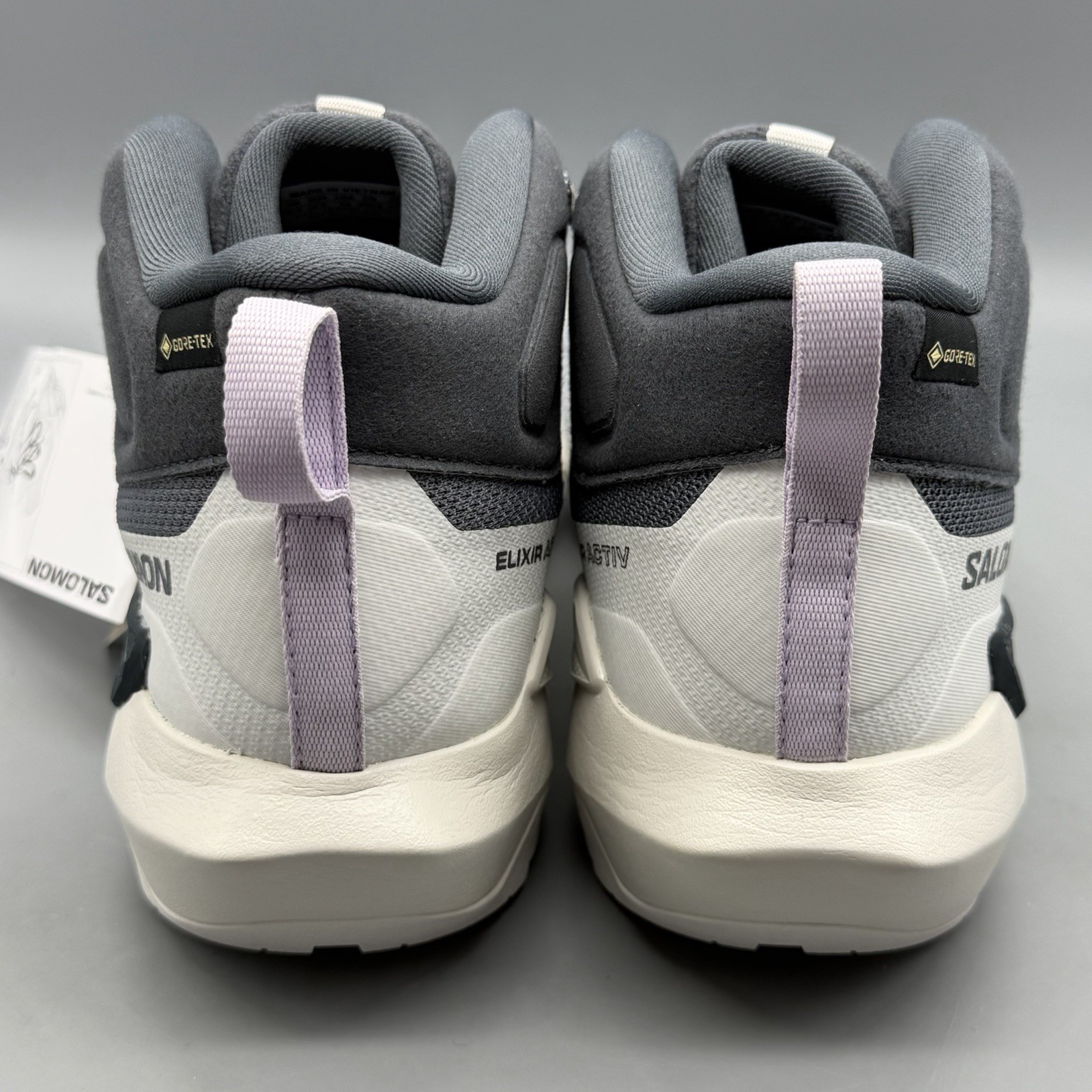 Salomon Elixir Activ Mid GTX Womens 10 Hiking Boots Shoes Grey Purple Waterproof
