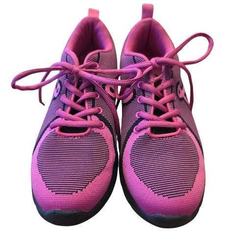 Pink Ribbon Womens 9 Breast Cancer Awareness Knit Athletic Sneakers Pink Black