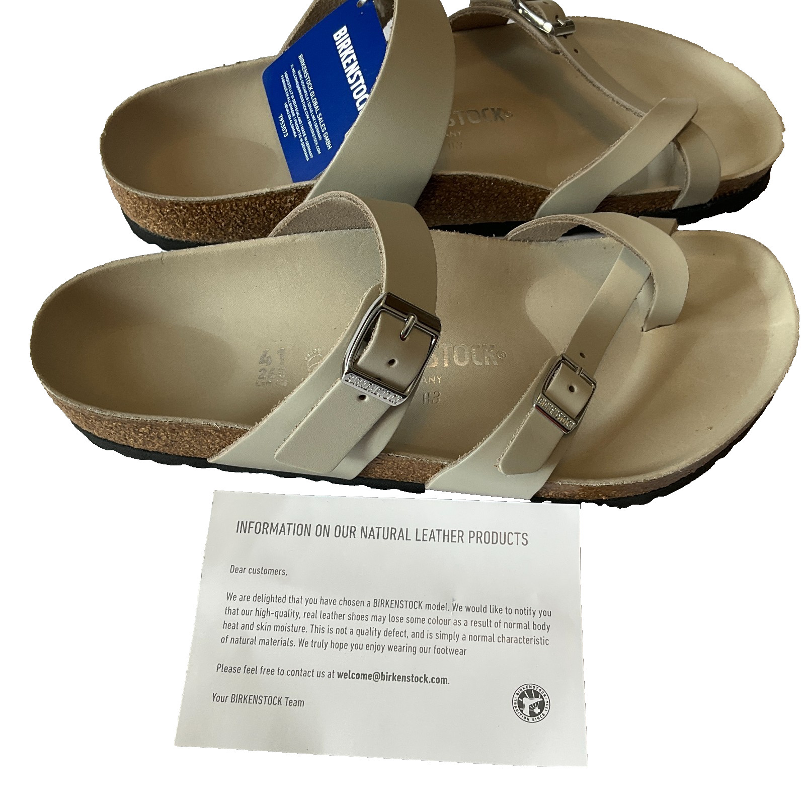 Birkenstock Sandals Unisex Adult Size L10 M8 Leather Tan Brown