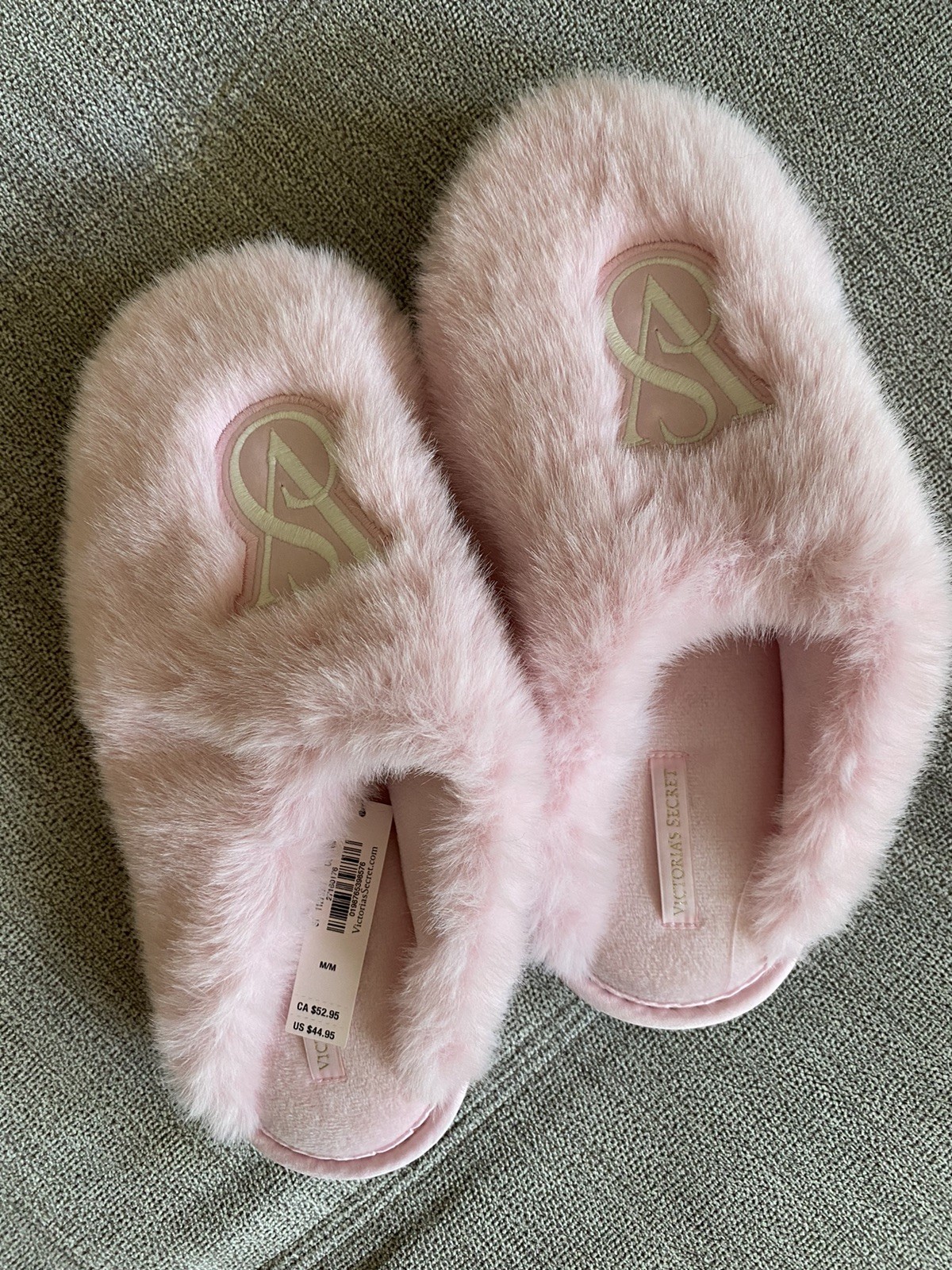 Victoria’s Secret VS Plush Closed Toe Faux Fur Slippers Washed Blossom S M L