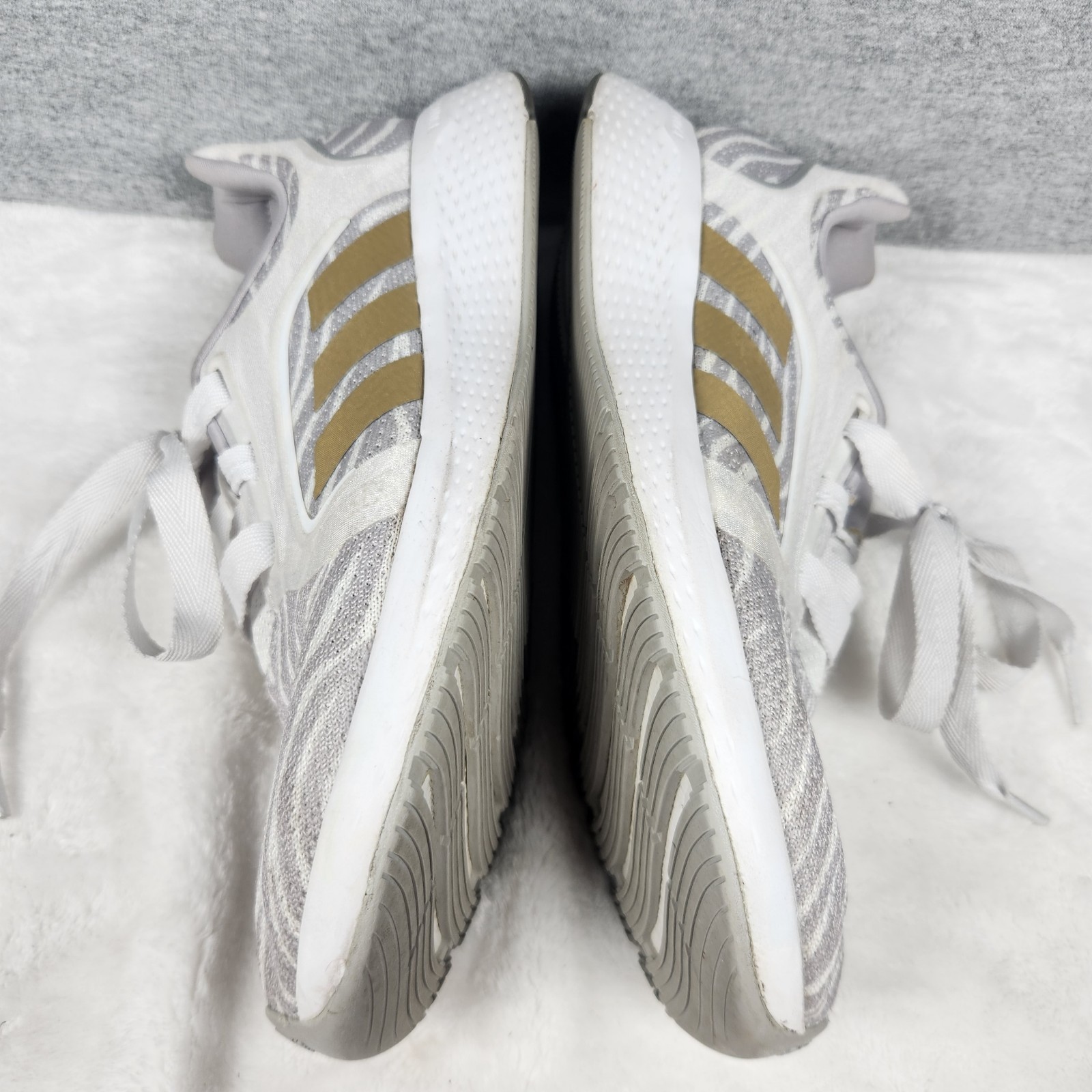 Adidas Bounce Edge Lux Women’s Running Shoes White/Gray Zebra Striped Size 9.5