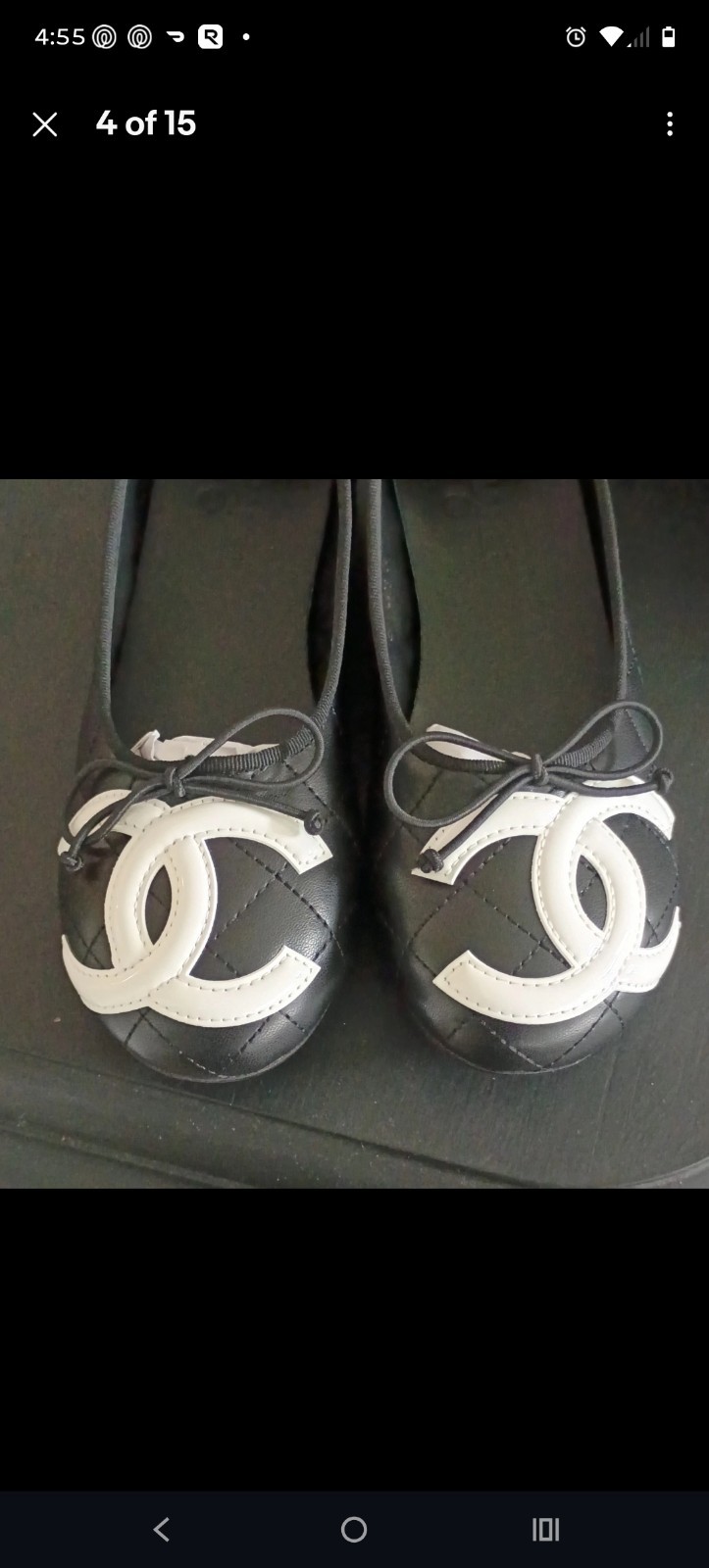 Chanel Cambon black white ballet slipper 7.5 new in box Authentic