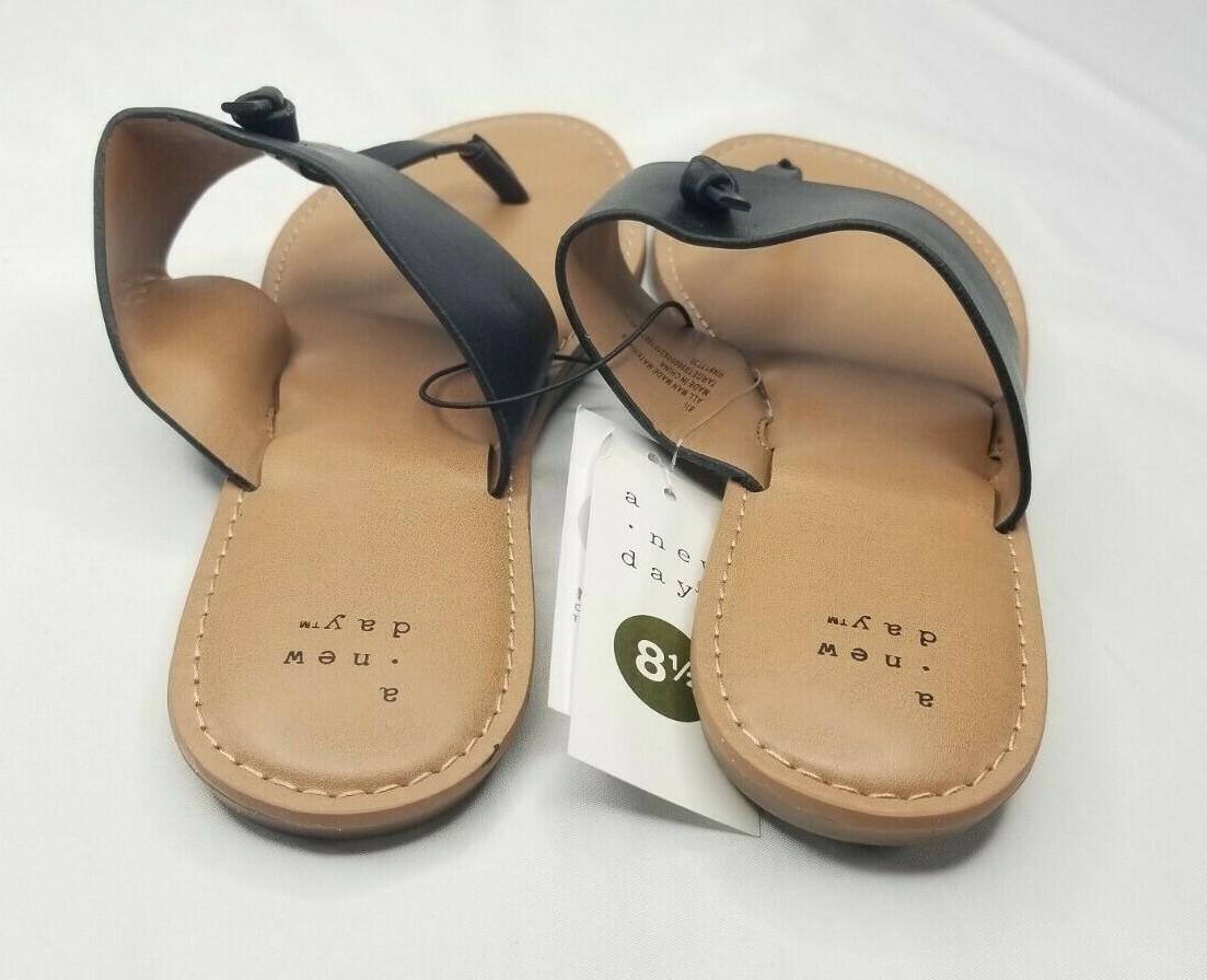 A New Day – Women’s Faux Leather Slide Sandals Size 8.5 – Black – NWT