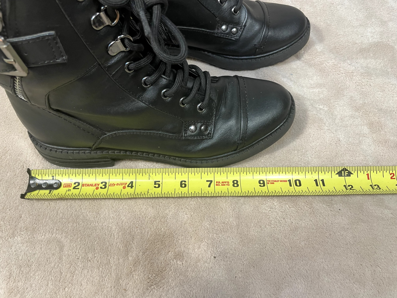 GBG Los Angeles Combat-Style Ankle Black Boots Size 7.5 M Zipper Buckle Lace-Up