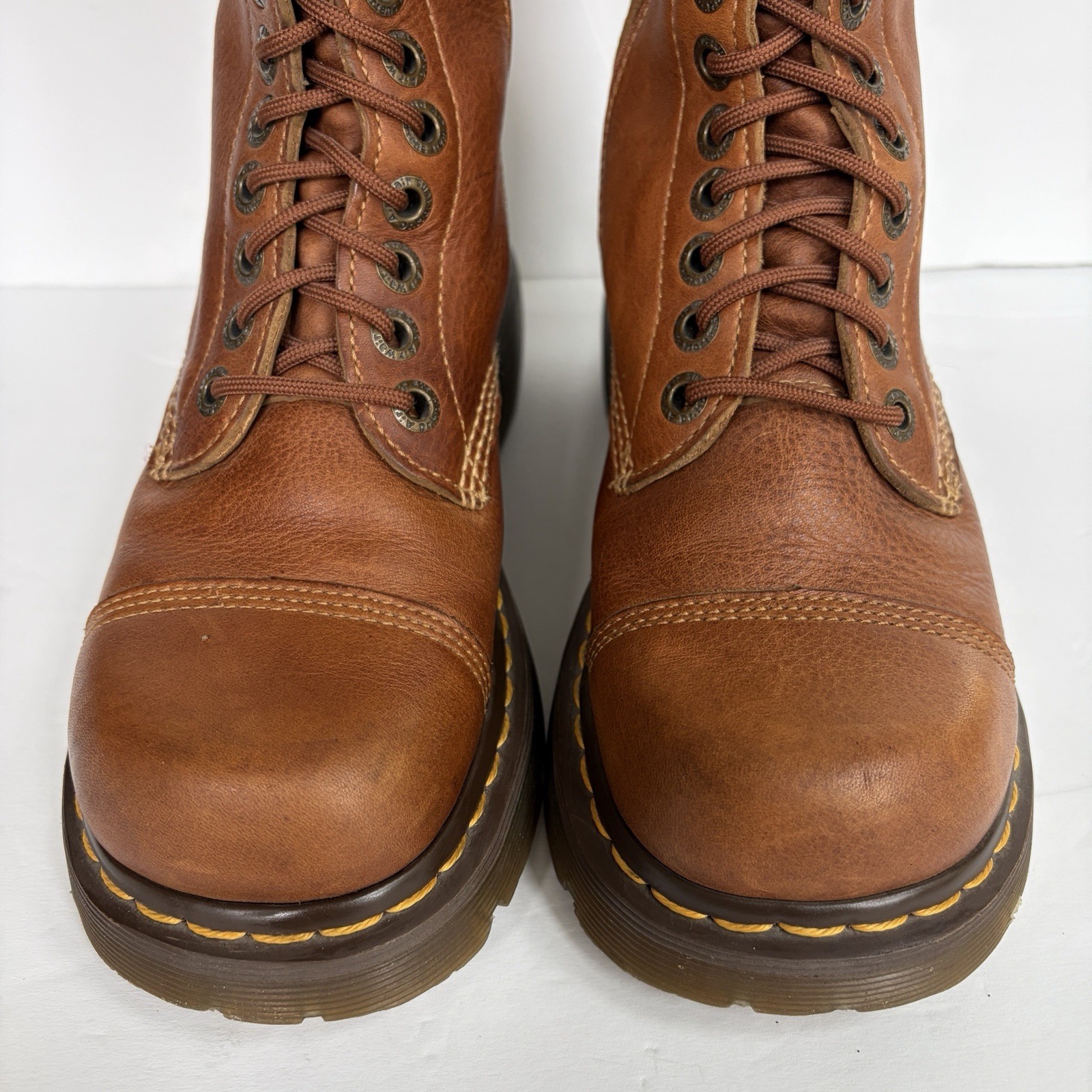 VTG Doc Martens Miranda Combat Boots Womens 8/8.5 Brown Lace Up Chunky Platform
