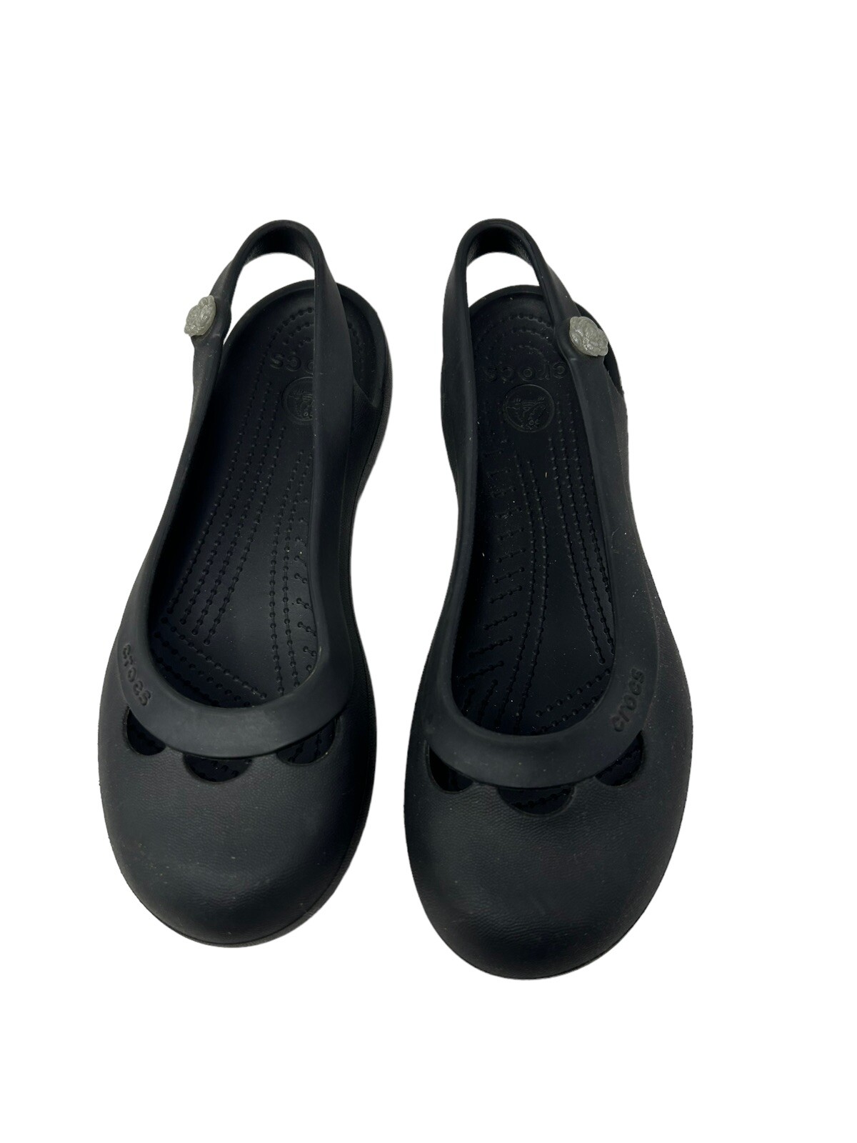 CROCS Jayna Slingback Flat w/ Crystal Charm Women’s 8 Black