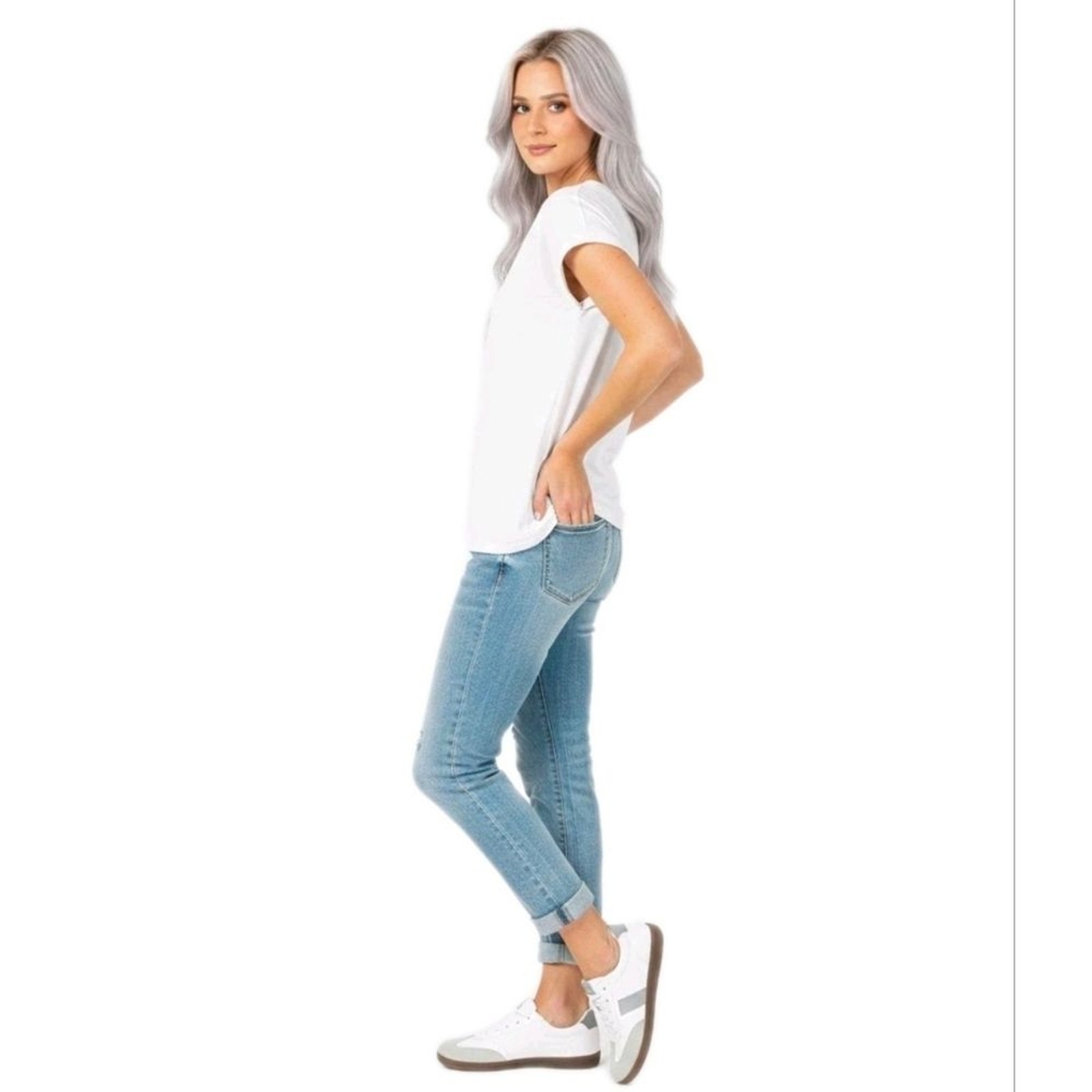 JSport Cecily Casual Sneaker Suede White Grey Low Top Women’s Size 10 NIB