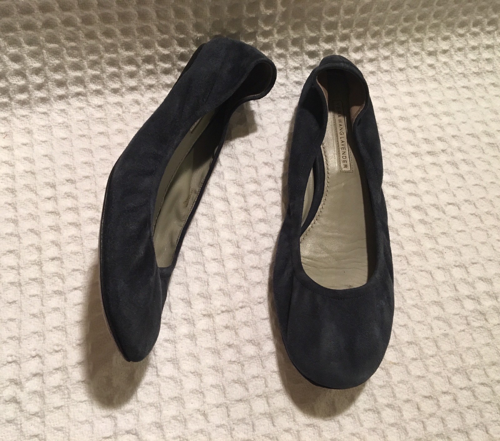 VERA WANG Lavender Lillian Suede Leather Ballet Ballerina Flats $195 Navy Blue 9