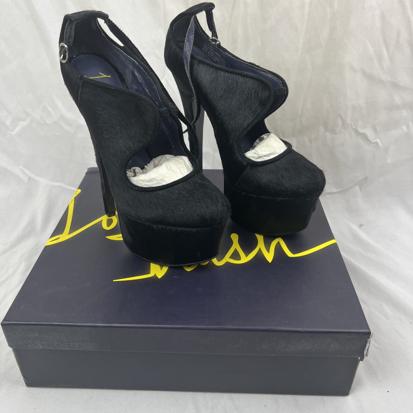 London Trash Heels Womens LT-Candy Black Pony Hair Platform Stiletto Size 7.5