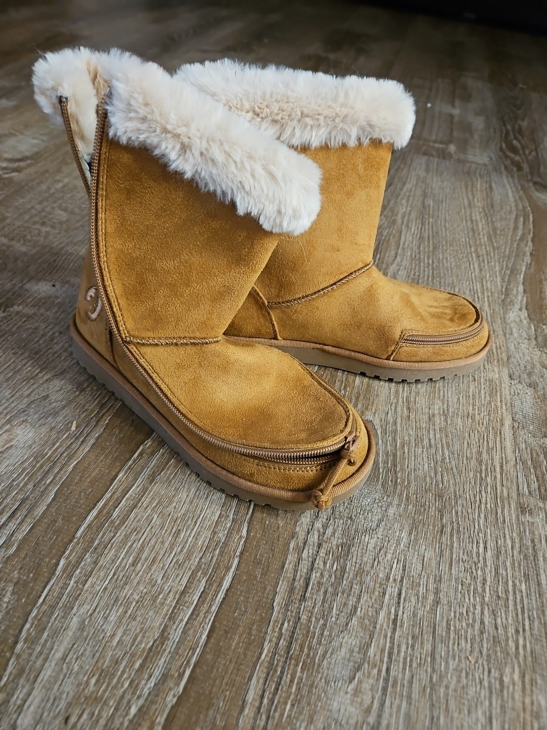 BILLY brand EZ Zip Faux Fur «Cozy» Flannel Lined Vegan Suede Boots Boots * NWOB