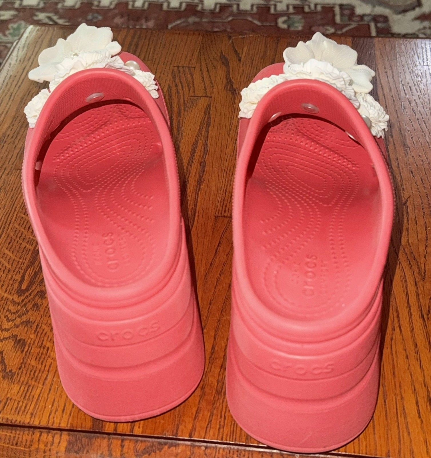 Crocs Siren embellished floral jibbitz Platform Clog In Pink W9 Excellent