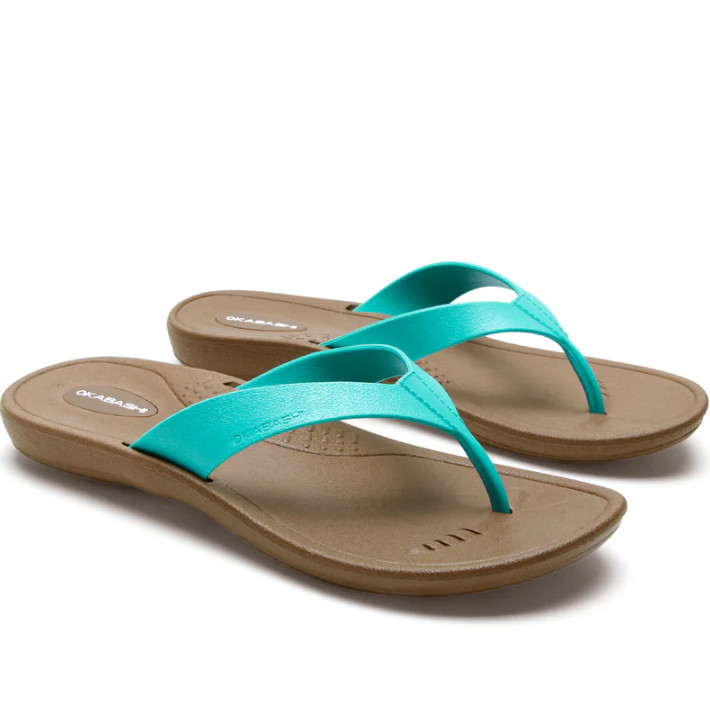 NEW Okabashi Breeze Women’s Flip Flops Toffee Black Comfort Arch Support Sandals