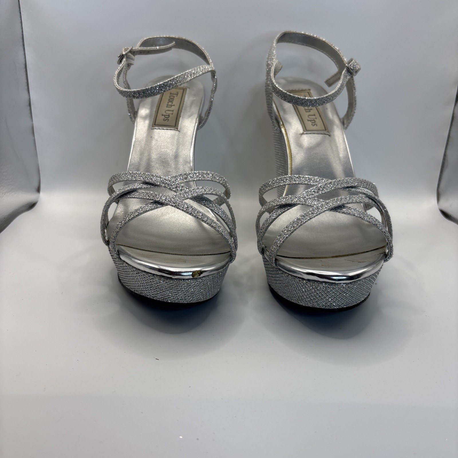 Touch Ups Size 8 Silver Wedge 4” Heel Special Occasion Model Jaden NIB