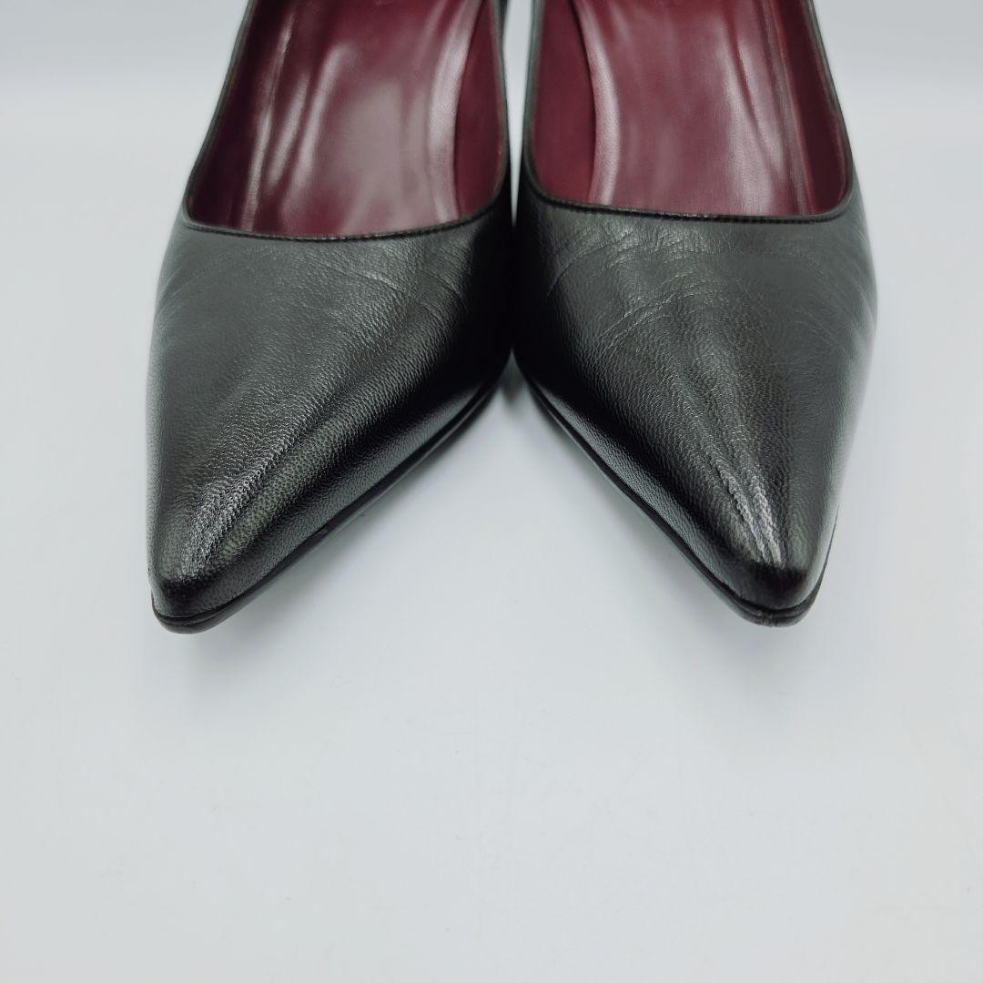 GUCCI Pointed Toe Pumps Size 36.5 Black Leather Elegant Design