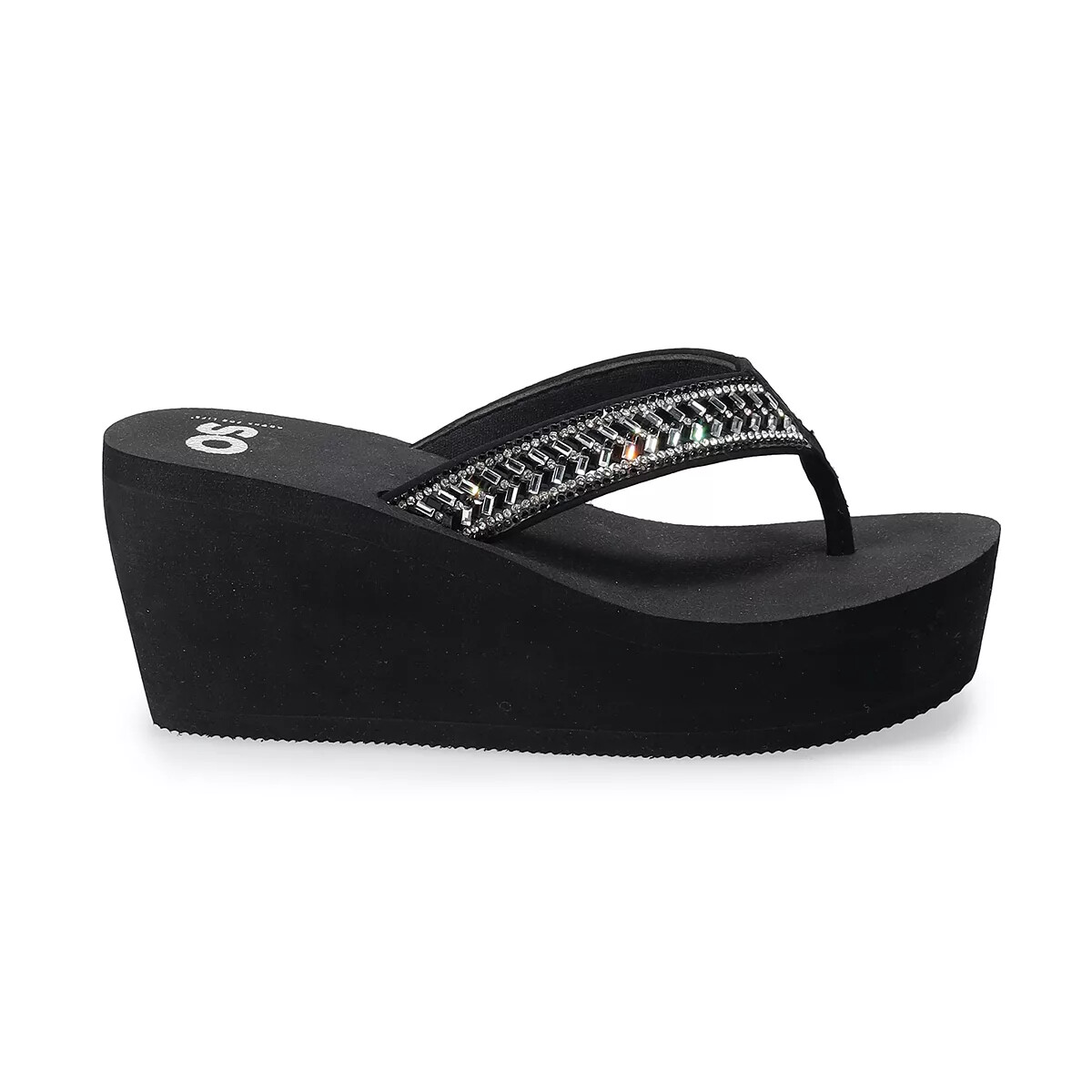 SO® Bubbly2 Women’s Rhinestone Wedge Sandals Black Size 7, 8, 9