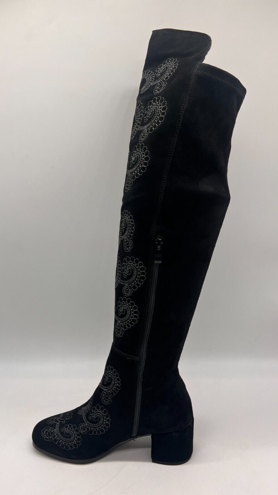 Sbicca Chenoa Black Over The Knee Boots Size 7 Embroidery Textile & Leather