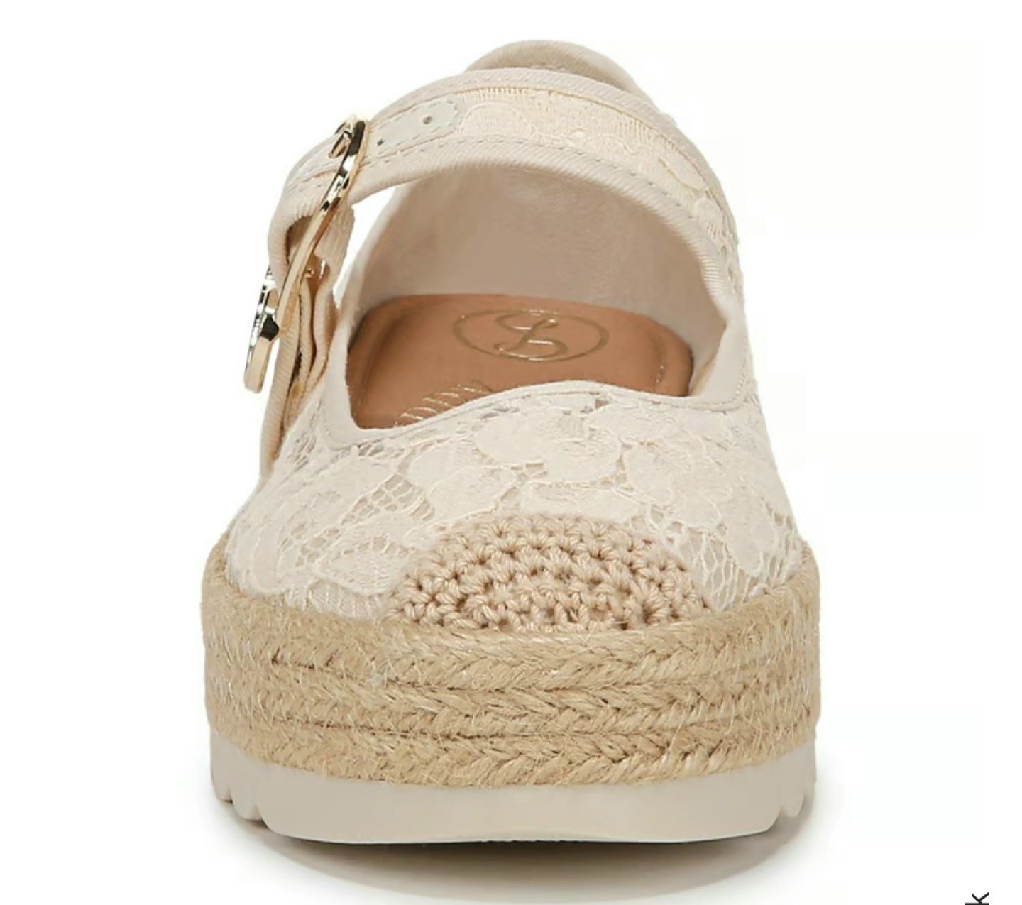Sam & Libby Isla Espadrille Ecru Lace Mary Jane Platform Shoes Women’s 9.5 New