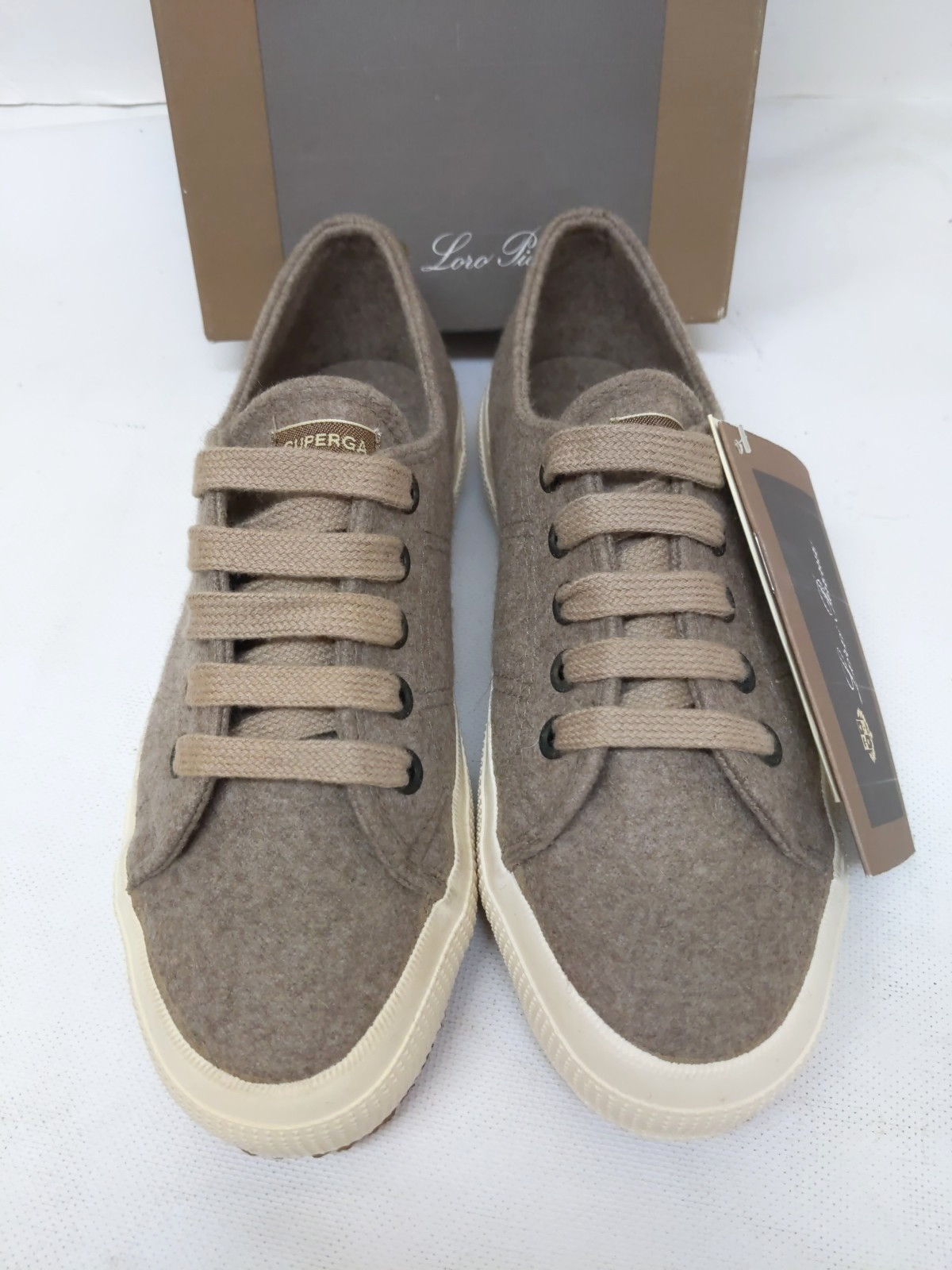 NIB SUPERGA x LORO PIANA 35 5 Sneakers 100% Cashmere Natural RaRe Shoes Flats
